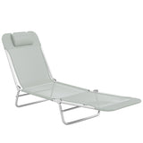 Metal Folding Garden Sun Lounger With Head Pillow - Velmora