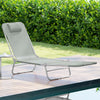 Metal Folding Garden Sun Lounger With Head Pillow - Velmora