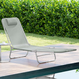 Metal Folding Garden Sun Lounger With Head Pillow - Velmora