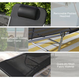 Metal Folding Garden Sun Lounger in Set of 2 With Head Pillow - Velmora