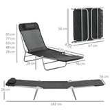 Metal Folding Garden Sun Lounger in Set of 2 With Head Pillow - Velmora