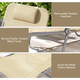 Metal Folding Garden Sun Lounger in Set of 2 With Head Pillow - Velmora