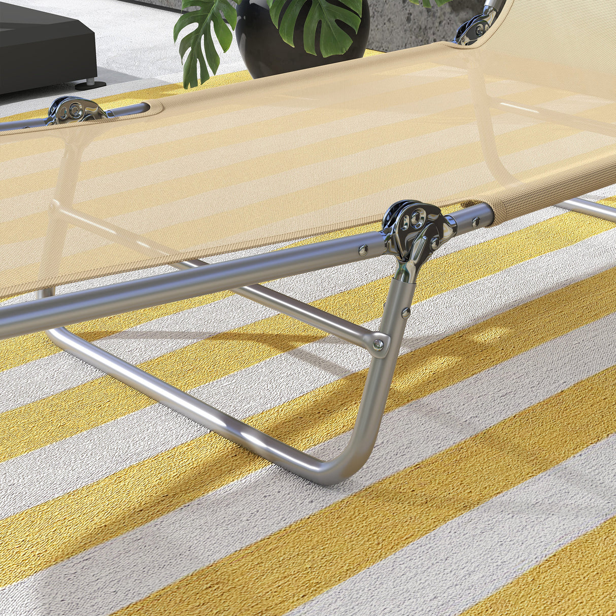 Metal Folding Garden Sun Lounger in Set of 2 With Head Pillow - Velmora