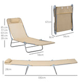 Metal Folding Garden Sun Lounger in Set of 2 With Head Pillow - Velmora