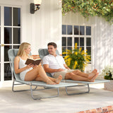 Metal Folding Garden Sun Lounger in Set of 2 With Head Pillow - Velmora