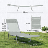 Metal Folding Garden Sun Lounger in Set of 2 With Head Pillow - Velmora
