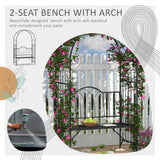 Metal Garden Arch Bench With Trellis Arbour Pergola for Climbing Plant - Velmora