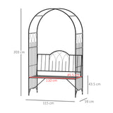Metal Garden Arch Bench With Trellis Arbour Pergola for Climbing Plant - Velmora