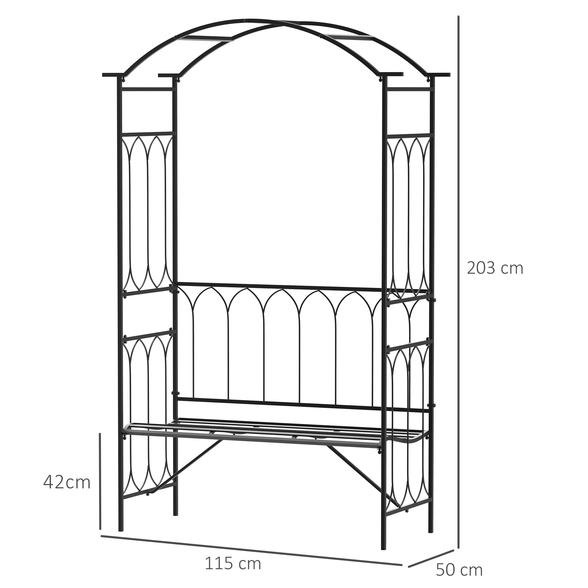 Metal Garden Bench With Arch for Various Climbing Plant - Velmora