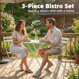 Metal Garden Bistro Set With Folding Chairs And Table for 2 People - Velmora