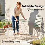 Metal Garden Bistro Set With Folding Chairs And Table for 2 People - Velmora