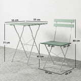 Metal Garden Bistro Set With Folding Chairs And Table for 2 People - Velmora