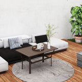 Metal Garden Coffee Table Rectangular With Slatted Table Top - Velmora