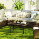 Metal Garden Coffee Table Rectangular With Slatted Table Top - Velmora