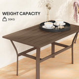 Metal Garden Coffee Table Rectangular With Slatted Table Top - Velmora