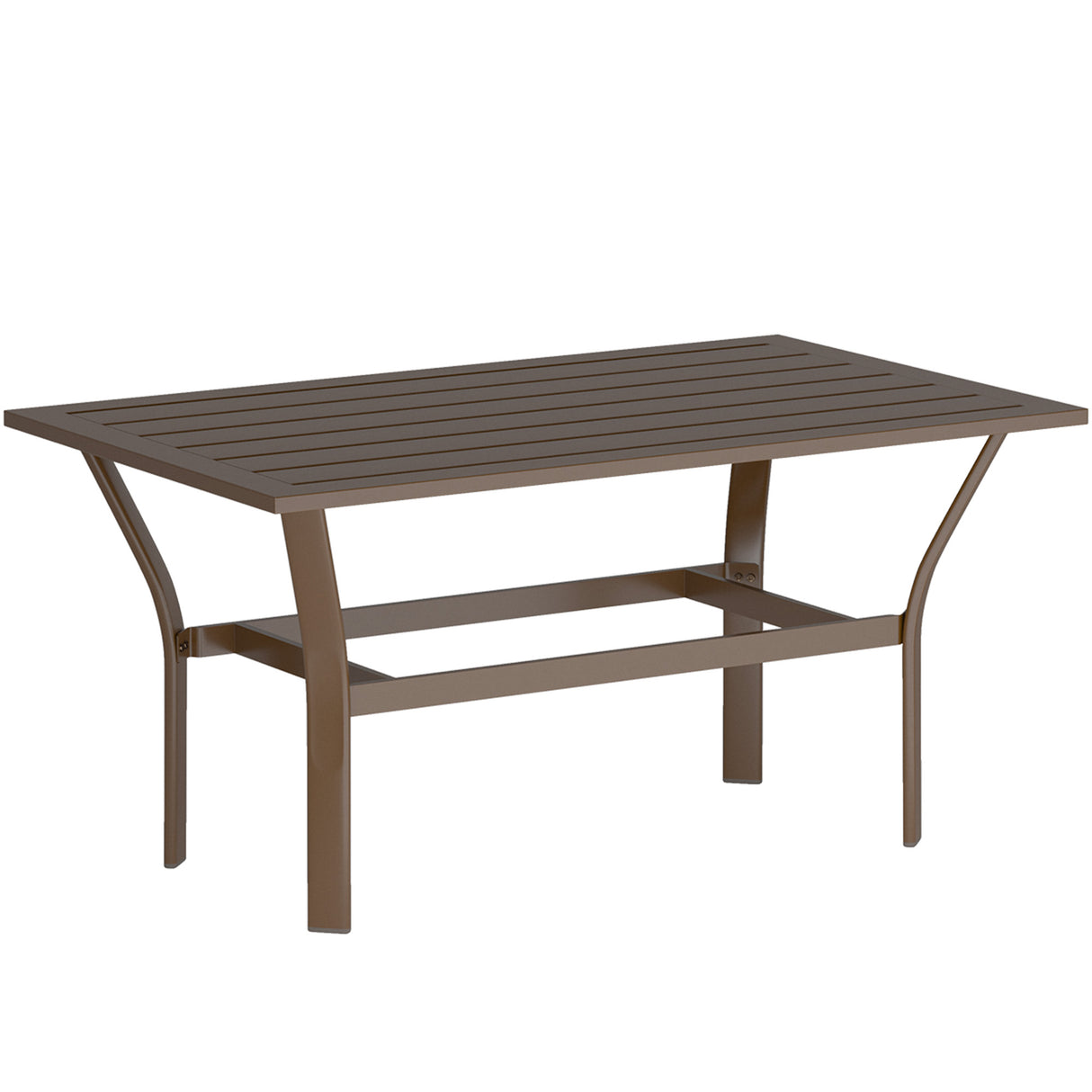 Metal Garden Coffee Table Rectangular With Slatted Table Top - Velmora
