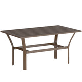 Metal Garden Coffee Table Rectangular With Slatted Table Top - Velmora