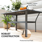 Metal Garden Coffee Table Rectangular With Slatted Table Top - Velmora