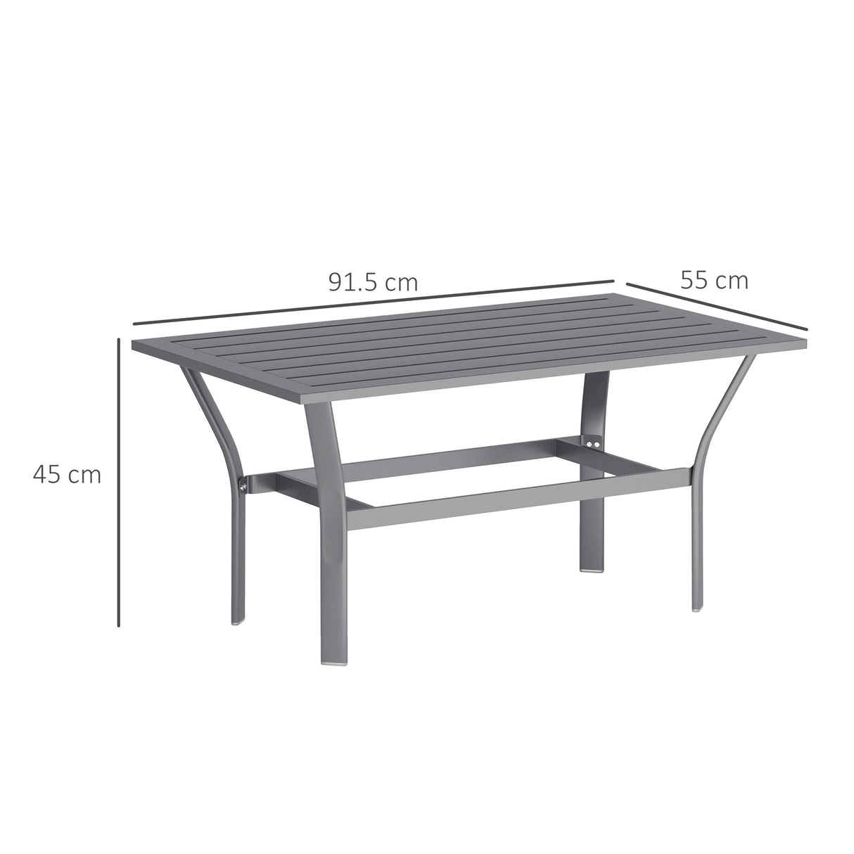 Metal Garden Coffee Table Rectangular With Slatted Table Top - Velmora