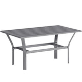 Metal Garden Coffee Table Rectangular With Slatted Table Top - Velmora