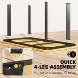 Metal Garden Coffee Table Rectangular With Slatted Wood Plastic Composite Top - Velmora