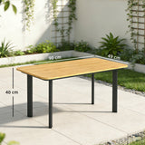 Metal Garden Coffee Table Rectangular With Slatted Wood Plastic Composite Top - Velmora