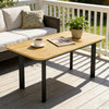 Metal Garden Coffee Table Rectangular With Slatted Wood Plastic Composite Top - Velmora