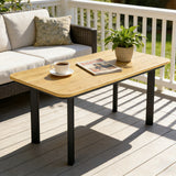 Metal Garden Coffee Table Rectangular With Slatted Wood Plastic Composite Top - Velmora