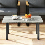 Metal Garden Coffee Table Rectangular With Slatted Wood Plastic Composite Top - Velmora