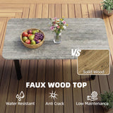 Metal Garden Coffee Table Rectangular With Slatted Wood Plastic Composite Top - Velmora