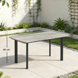 Metal Garden Coffee Table Rectangular With Slatted Wood Plastic Composite Top - Velmora