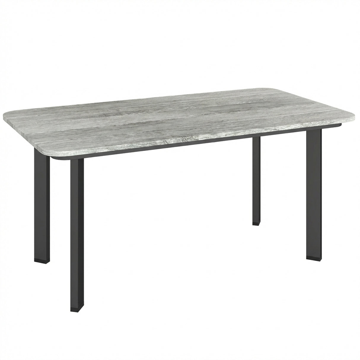 Metal Garden Coffee Table Rectangular With Slatted Wood Plastic Composite Top - Velmora