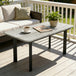 Metal Garden Coffee Table Rectangular With Slatted Wood Plastic Composite Top - Velmora