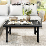 Metal Garden Coffee Table Rectangular With SPC Woodgrain Table top - Velmora