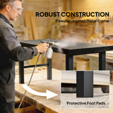 Metal Garden Coffee Table Rectangular With SPC Woodgrain Table top - Velmora