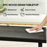 Metal Garden Coffee Table Rectangular With SPC Woodgrain Table top - Velmora