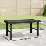 Metal Garden Coffee Table Rectangular With SPC Woodgrain Table top - Velmora