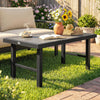Metal Garden Coffee Table Rectangular With SPC Woodgrain Table top - Velmora