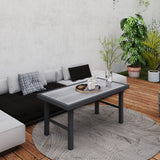 Metal Garden Coffee Table Rectangular With SPC Woodgrain Table top - Velmora