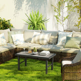 Metal Garden Coffee Table Rectangular With SPC Woodgrain Table top - Velmora