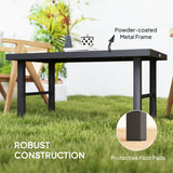 Metal Garden Coffee Table Rectangular With SPC Woodgrain Table top - Velmora