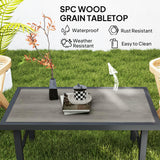 Metal Garden Coffee Table Rectangular With SPC Woodgrain Table top - Velmora