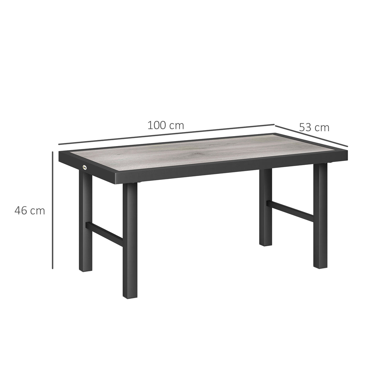 Metal Garden Coffee Table Rectangular With SPC Woodgrain Table top - Velmora