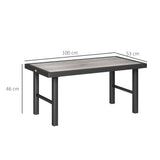 Metal Garden Coffee Table Rectangular With SPC Woodgrain Table top - Velmora
