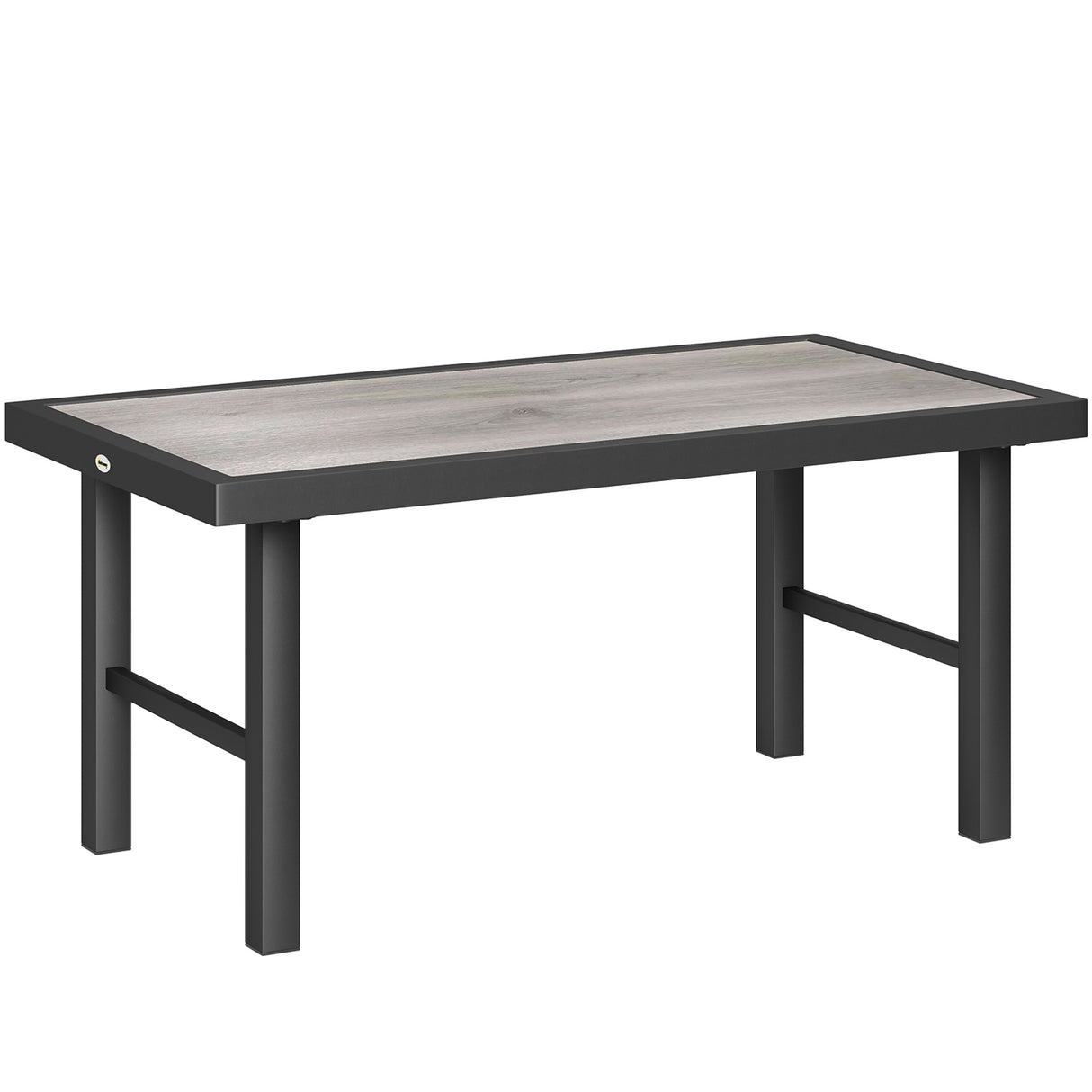 Metal Garden Coffee Table Rectangular With SPC Woodgrain Table top - Velmora
