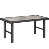 Metal Garden Coffee Table Rectangular With SPC Woodgrain Table top - Velmora
