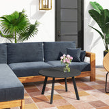 Metal Garden Coffee Table Round With Non-Slip Foot Pads And Metal Frame - Velmora