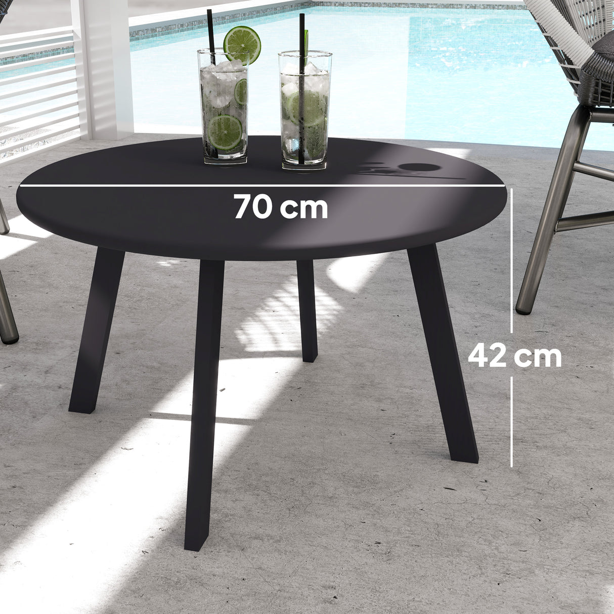 Metal Garden Coffee Table Round With Non-Slip Foot Pads And Metal Frame - Velmora