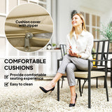 Metal Garden Dining Set With 4 Stackable Chairs And Cushions - Velmora