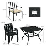 Metal Garden Dining Set With 4 Stackable Chairs And Cushions - Velmora